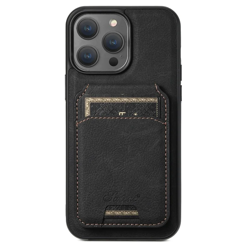 SUTENI H16 For iPhone 14 Pro Max Magnetic Case PU+TPU Anti-fall Detachable Phone Cover - Black