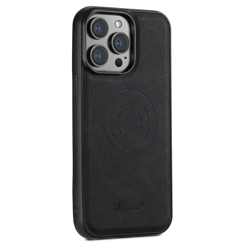 SUTENI H16 For iPhone 14 Pro Max Magnetic Case PU+TPU Anti-fall Detachable Phone Cover - Black