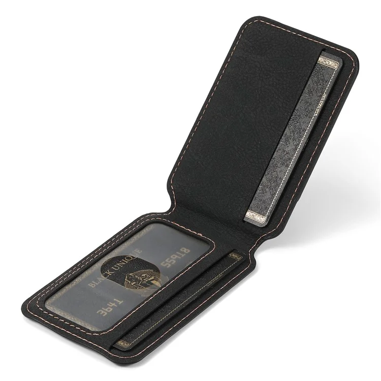 SUTENI H16 Funda para iPhone 15 Pro Compatible con MagSafe Textura de Litchi Cubierta de Piel Sintética - Negro