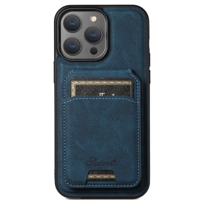 SUTENI H16 For iPhone 14 Pro Case Detachable Imprint Magnetic PU Leather Phone Shell - Blue