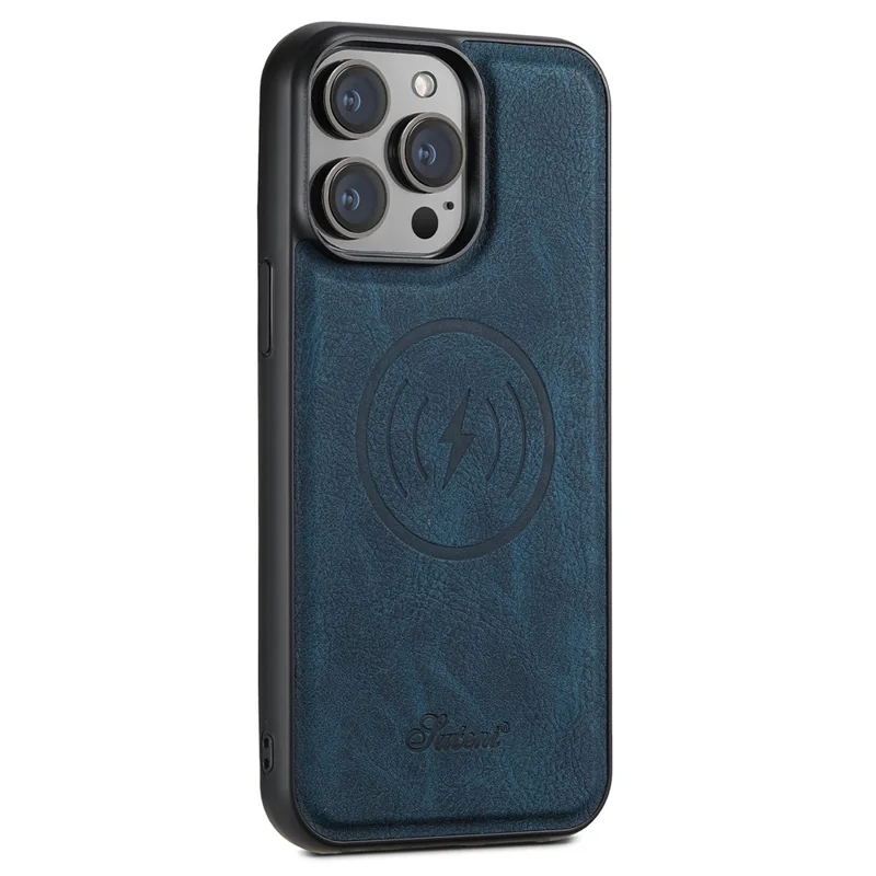 SUTENI H16 For iPhone 14 Pro Case Detachable Imprint Magnetic PU Leather Phone Shell - Blue