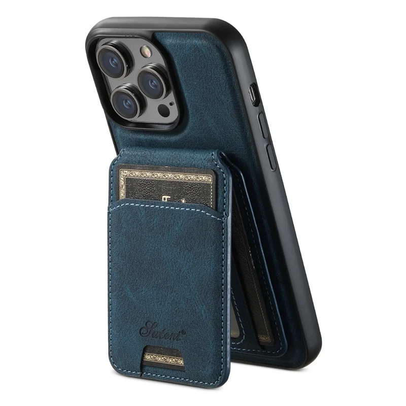 SUTENI H16 For iPhone 14 Pro Case Detachable Imprint Magnetic PU Leather Phone Shell - Blue