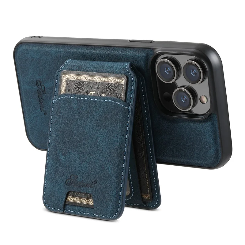 SUTENI H16 For iPhone 13 Pro 6.1 inch Cell Phone Cases Magnetic PU Leather Kickstand Protective Shell - Blue
