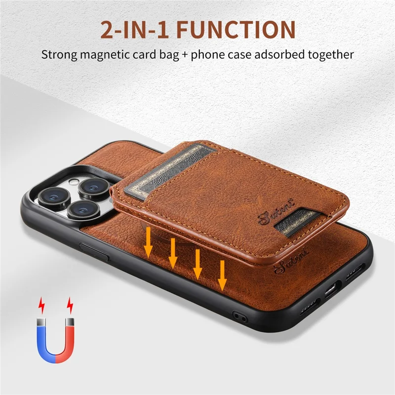 SUTENI H16 For iPhone 13 Pro 6.1 inch Cell Phone Cases Magnetic PU Leather Kickstand Protective Shell - Khaki