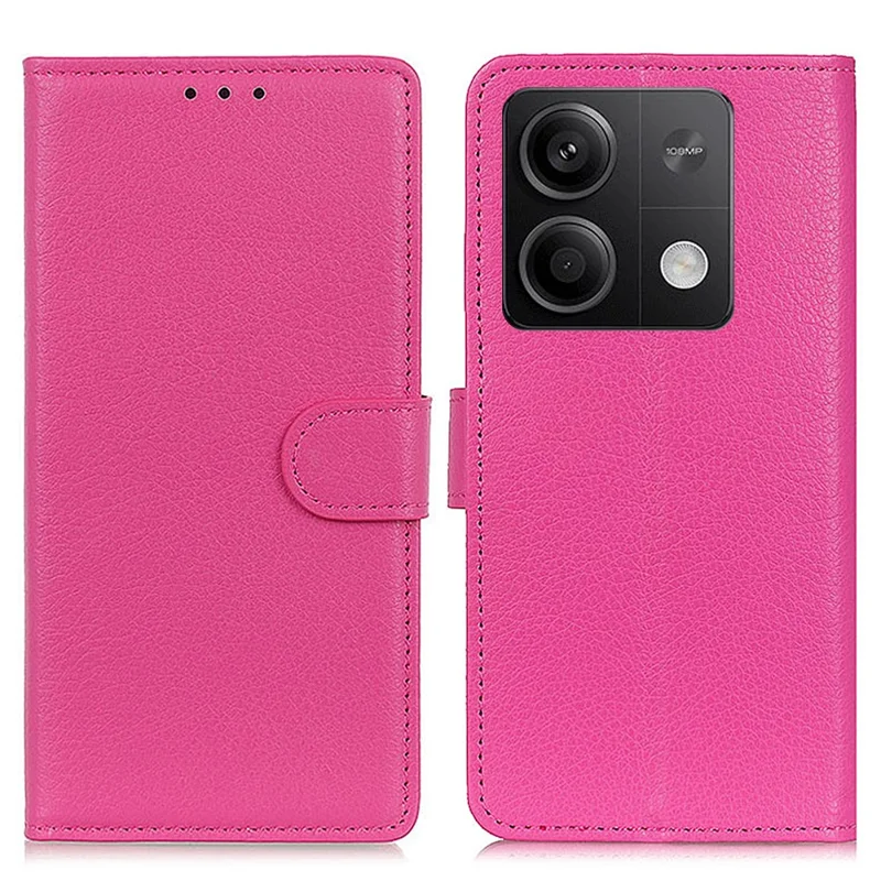For Xiaomi Redmi Note 13 5G / 13 5G (China) Case PU Leather Litchi Texture Flip Wallet Phone Protector - Rose