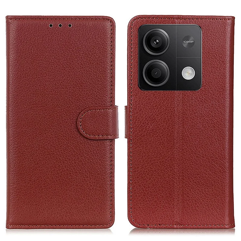 Für Xiaomi Redmi Note 13 5G / 13 5G (China) Hülle PU-Leder Litchi-Textur Flip Wallet Phone Protector - Braun