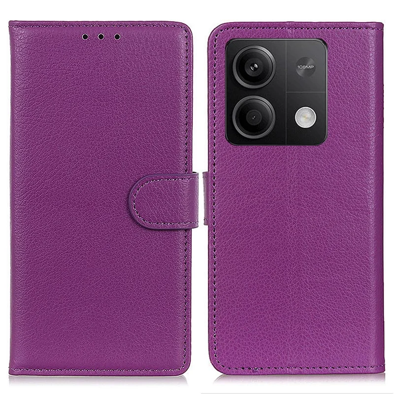 For Xiaomi Redmi Note 13 5G / 13 5G (China) Case PU Leather Litchi Texture Flip Wallet Phone Protector - Purple