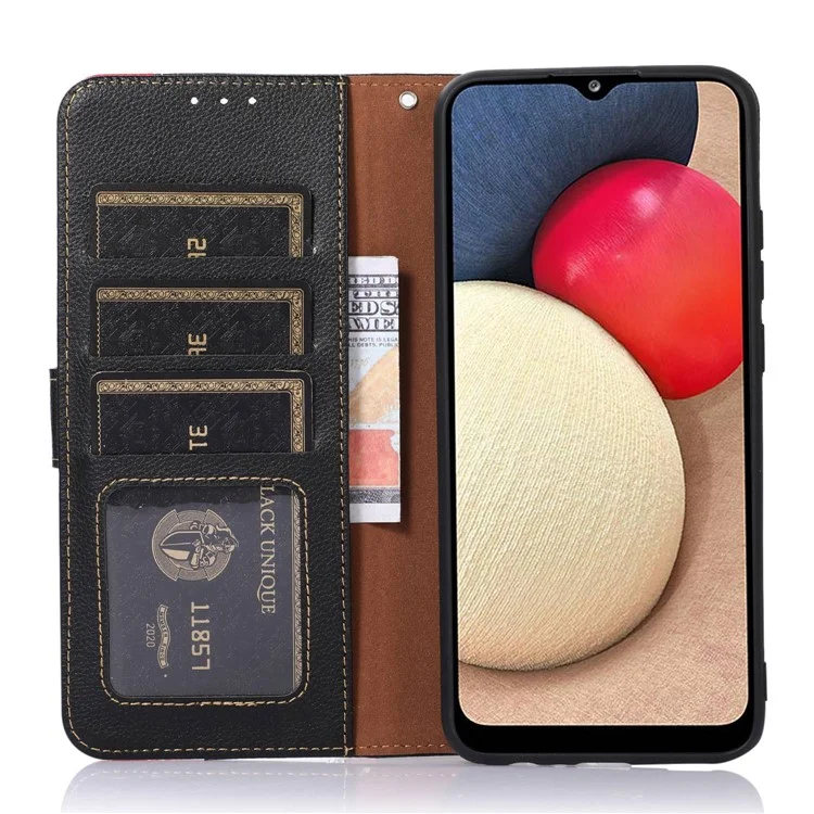 KHAZNEH For Xiaomi Redmi Note 13 5G / 13 5G (China) Cell Phone Case RFID Blocking Litchi Texture Protective Cover - Black