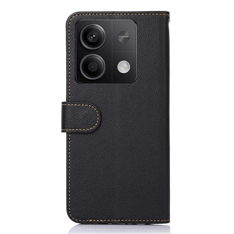 KHAZNEH For Xiaomi Redmi Note 13 5G / 13 5G (China) Cell Phone Case RFID Blocking Litchi Texture Protective Cover - Black