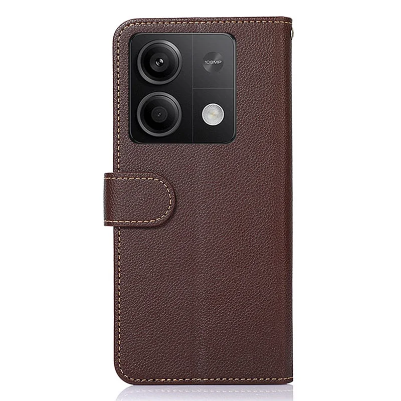 KHAZNEH For Xiaomi Redmi Note 13 5G / 13 5G (China) Cell Phone Case RFID Blocking Litchi Texture Protective Cover - Brown