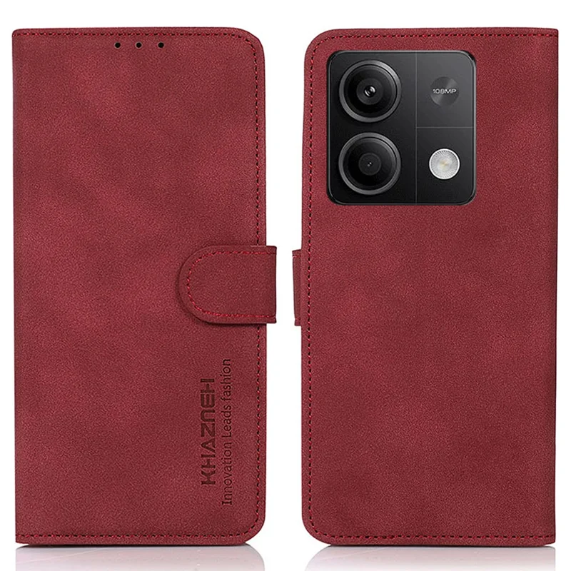 KHAZNEH For Xiaomi Redmi Note 13 5G/13 5G (China) Case PU Leather Wallet Stand Phone Protector - Red
