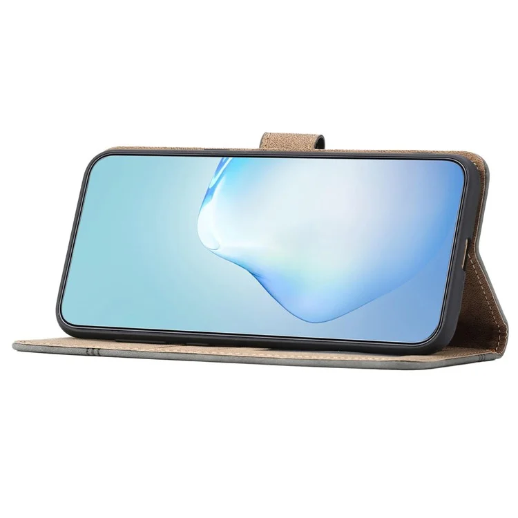 Per Samsung Galaxy A35 5G Cover in pelle con texture di mucca Custodia per telefono con cinturino - Caffè
