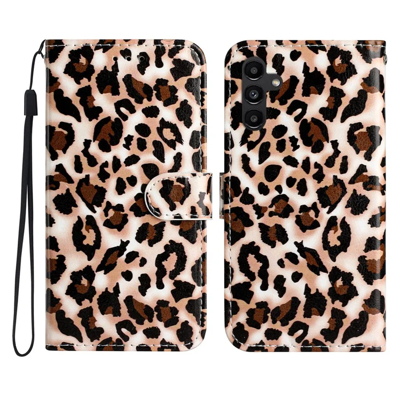 För Samsung Galaxy A35 5G Magnetisk Skal Med Mönstertryck PU Läderskalsklädsel Med Ställfunktion - Leopardmönster
