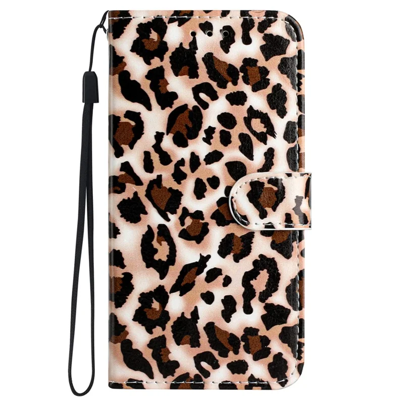 För Samsung Galaxy A35 5G Magnetisk Skal Med Mönstertryck PU Läderskalsklädsel Med Ställfunktion - Leopardmönster