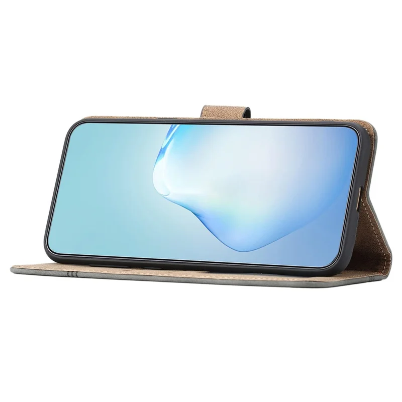 Per Samsung Galaxy A35 5G Phone Case Lines Imprinted Leather Wallet Cover - Marrone