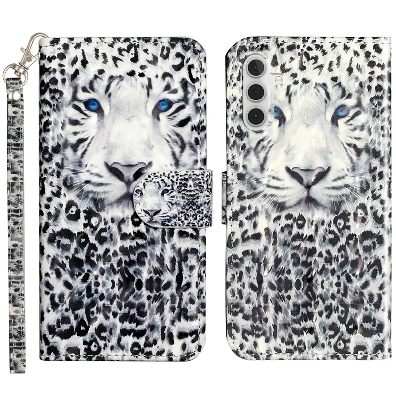 For Samsung Galaxy A35 5G Case 3D Pattern Print Leather Wallet Cellphone Cover - Leopard