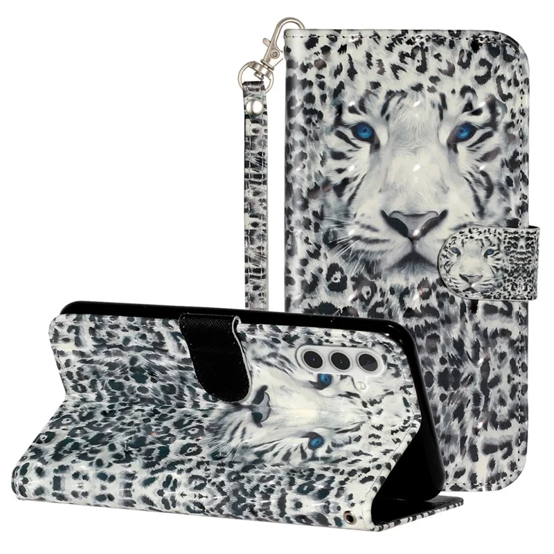 For Samsung Galaxy A35 5G Case 3D Pattern Print Leather Wallet Cellphone Cover - Leopard