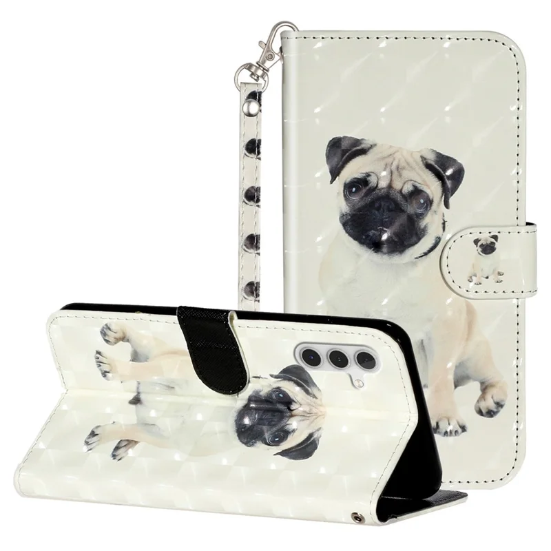 For Samsung Galaxy A35 5G Case 3D Pattern Print Leather Wallet Cellphone Cover - Dog