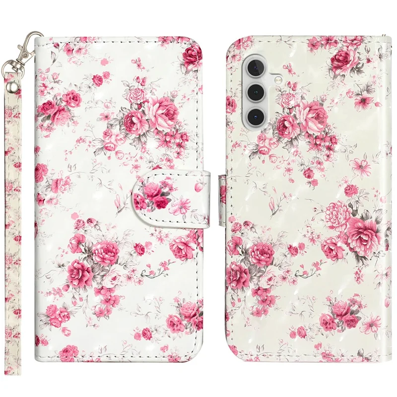Per Samsung Galaxy A35 5G Custodia 3D Pattern Print Leather Wallet Cellphone Cover - Rose