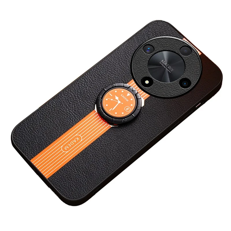 Capa de Telemóvel KADEM For Honor X9b 5G / Magic6 Lite 5G com Anel Anti-queda, Suporte com Padrão de Relógio, Capa com Suporte - Laranja