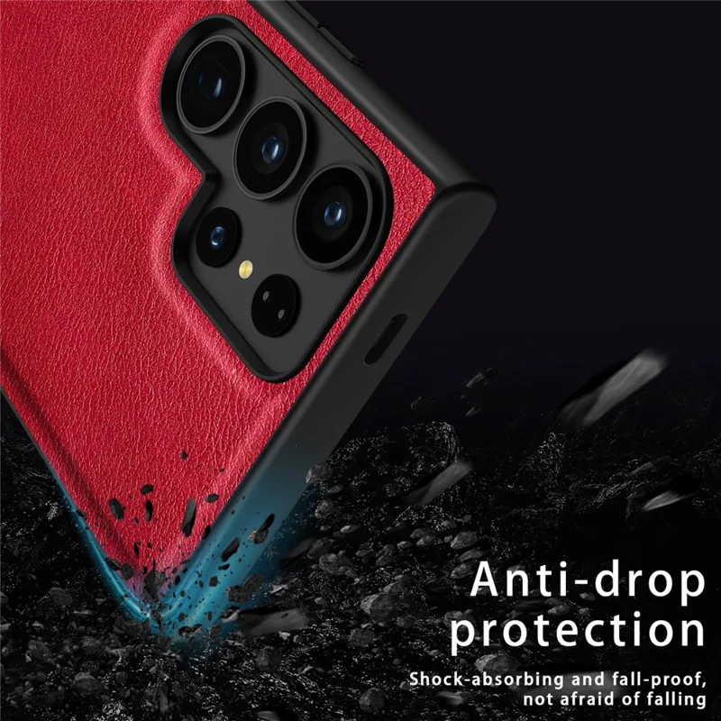 Para Samsung Galaxy S24 Ultra Case PU Leather+TPU+PC Phone Cover Retro Cell Phone Shell - Preto