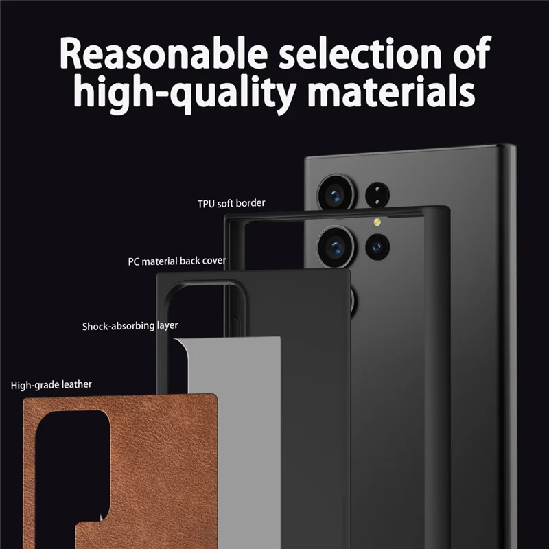 For Samsung Galaxy S24 Ultra Case PU Leather+TPU+PC Phone Cover Retro Cell Phone Shell - Brown