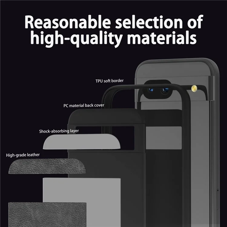 Per Google Pixel 8a Retro Phone Case PU Leather+TPU+PC Cell Phone Cover - Nero