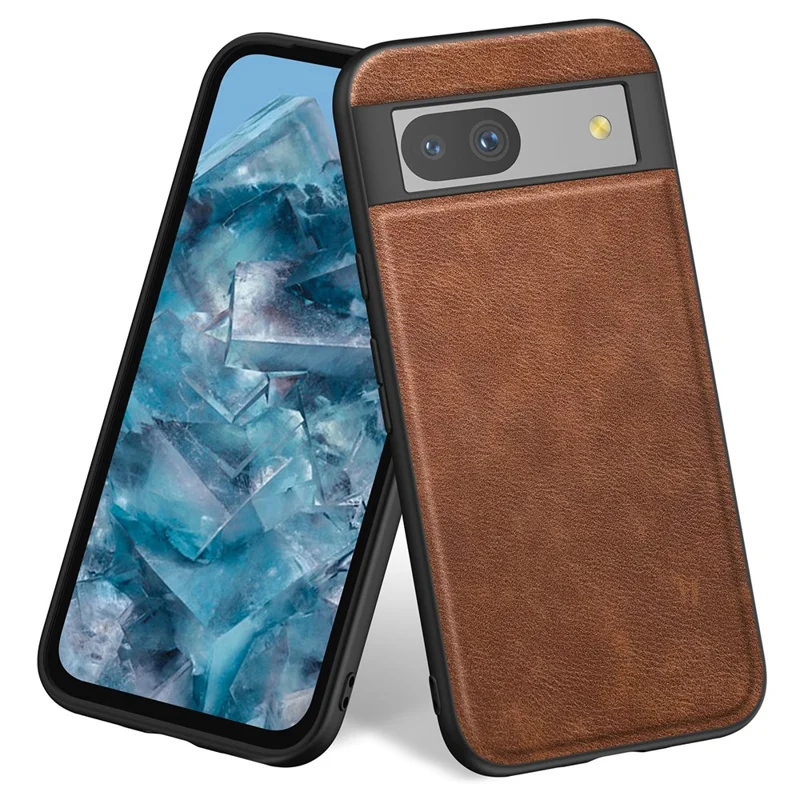 For Google Pixel 8a Retro Phone Case PU Leather+TPU+PC Cell Phone Cover - Brown