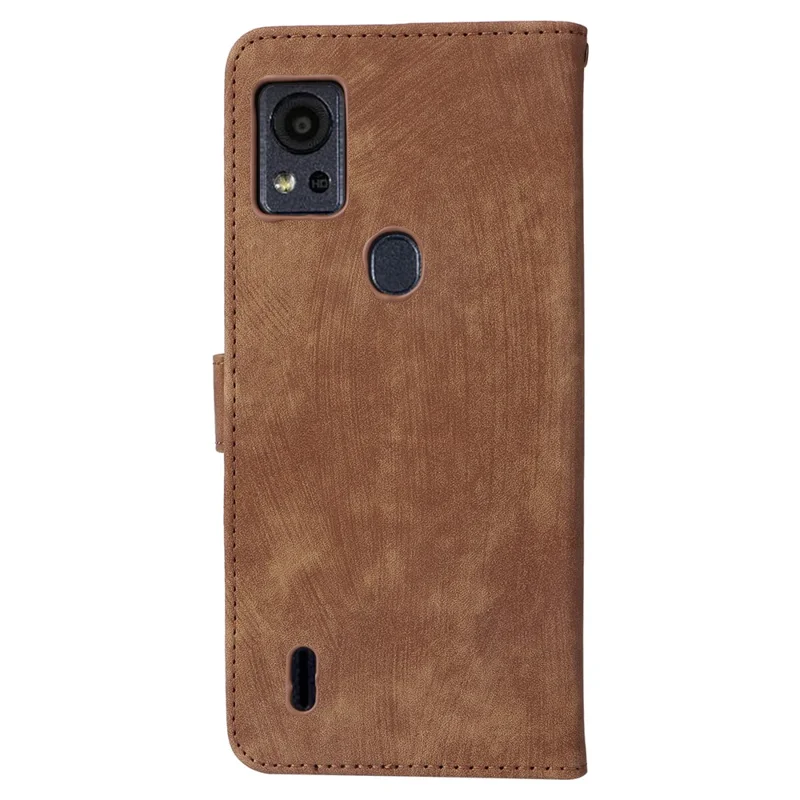 For Cricket Icon 5 / AT&T Motivate 4 Case RFID Blocking PU Leather Phone Cover with Strap - Brown