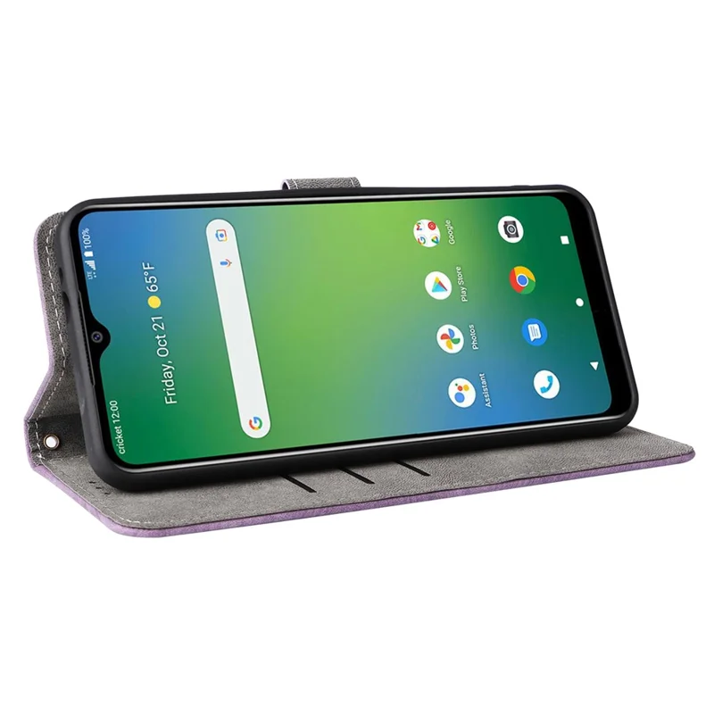 For Cricket Icon 5 / AT&T Motivate 4 Case RFID Blocking PU Leather Phone Cover with Strap - Purple