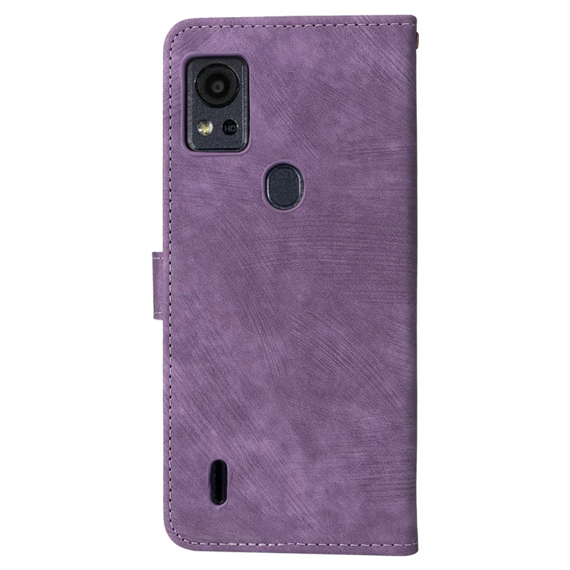 For Cricket Icon 5 / AT&T Motivate 4 Case RFID Blocking PU Leather Phone Cover with Strap - Purple