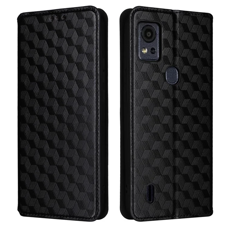 For Cricket Icon 5 / AT&T Motivate 4 Wallet Case PU Leather Folio Flip Phone Cover - Black