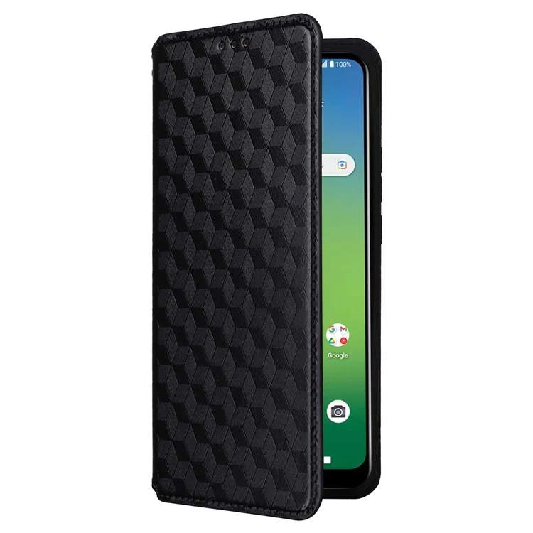 For Cricket Icon 5 / AT&T Motivate 4 Wallet Case PU Leather Folio Flip Phone Cover - Black