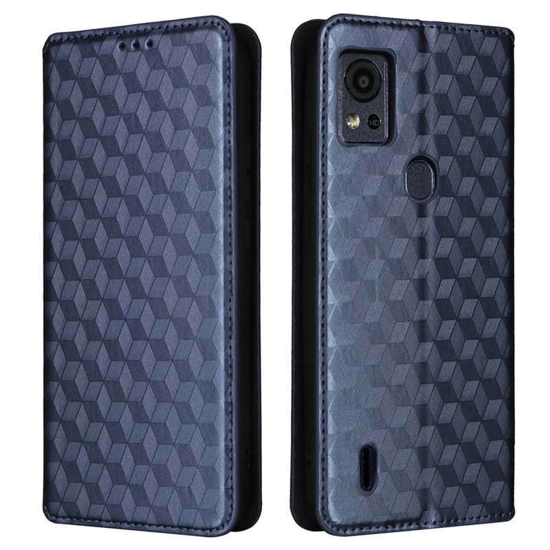 For Cricket Icon 5 / AT&T Motivate 4 Wallet Case PU Leather Folio Flip Phone Cover - Blue