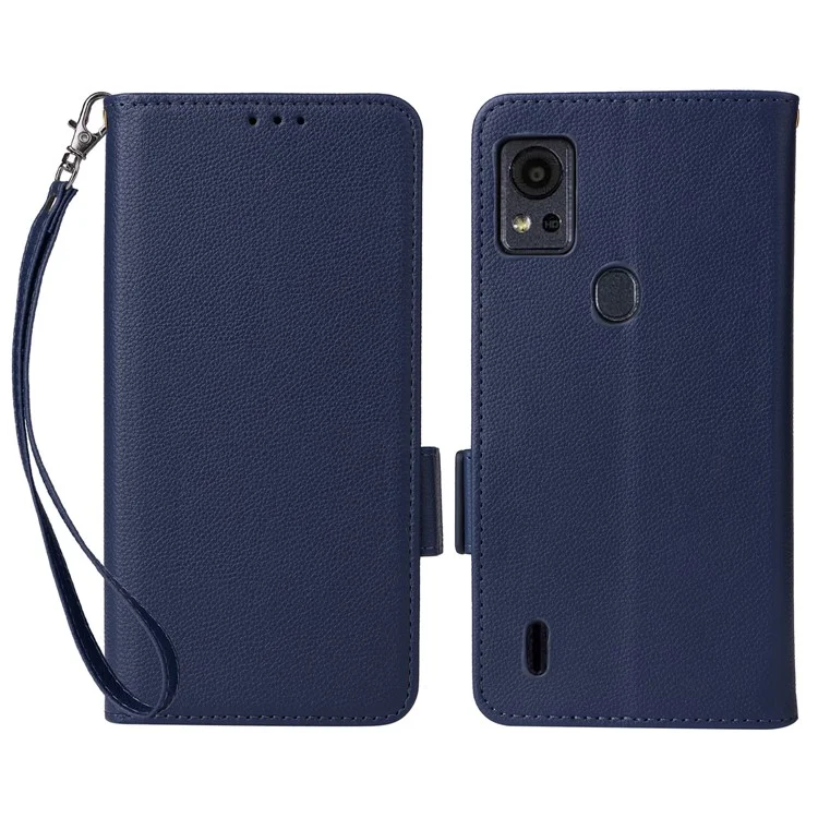 For Cricket Icon 5 / AT&T Motivate 4 Leather Case Stand Shock Absorbing Phone Cover - Dark Blue