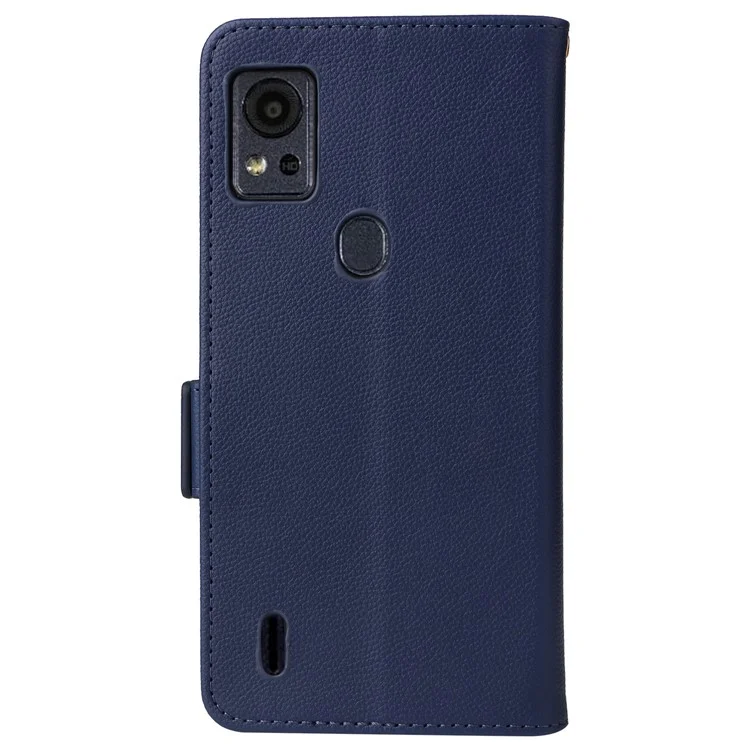 For Cricket Icon 5 / AT&T Motivate 4 Leather Case Stand Shock Absorbing Phone Cover - Dark Blue