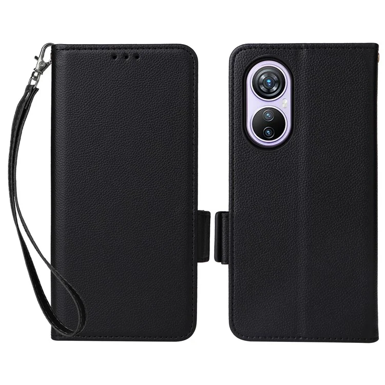 Pour Blackview A200 Pro Étui portefeuille Texture de litchi Support Flip Housse de téléphone - Noir