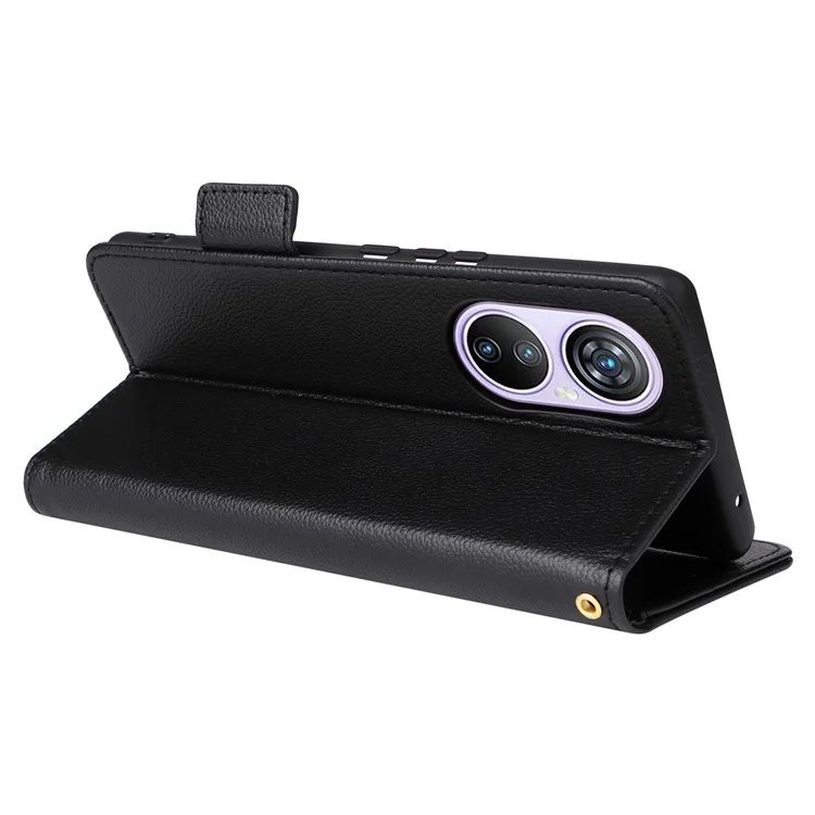 Pour Blackview A200 Pro Étui portefeuille Texture de litchi Support Flip Housse de téléphone - Noir