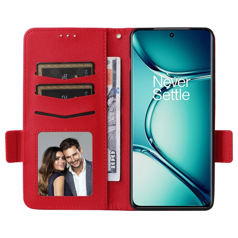 For OnePlus Ace 2 Pro 5G Phone Case PU Leather Flip Folio Wallet Cover - Red
