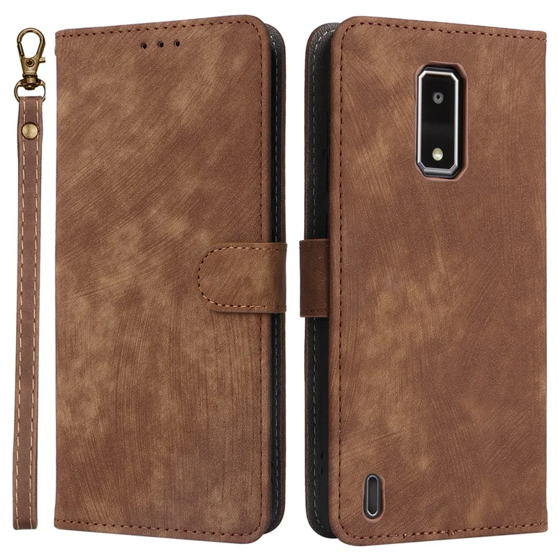 For BLU View 4 (B135DL) / View 2 (2023) RFID Blocking Phone Case PU Leather Flip Wallet Cover - Brown