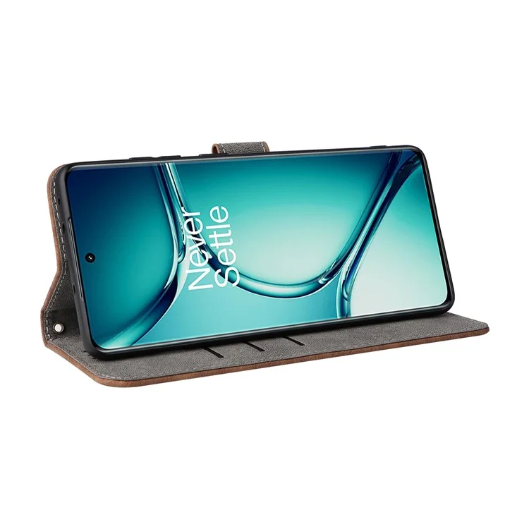 Pour OnePlus Ace 2 Pro 5G RFID Blocking Wallet Cell Phone Case PU Leather Shell avec sangle - Marron