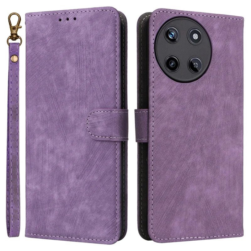 For Realme 11 4G (159.9x73.3x7.95mm) RFID Blocking Phone Case PU Leather Magnetic Flip Folio Cover - Purple