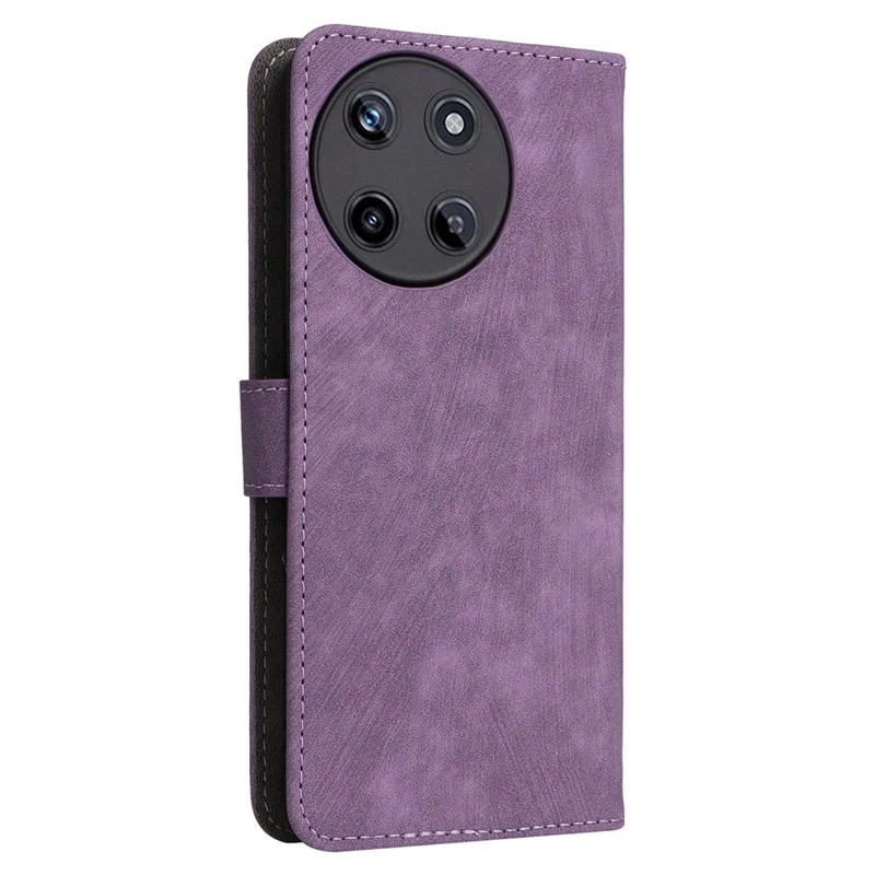 For Realme 11 4G (159.9x73.3x7.95mm) RFID Blocking Phone Case PU Leather Magnetic Flip Folio Cover - Purple