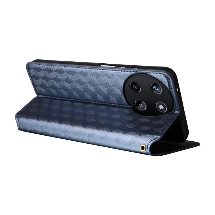 Para Realme 11 4G (159,9x73,3x7,95mm) Wallet Phone Case Rhombus Pattern PU Leather Cover - Azul