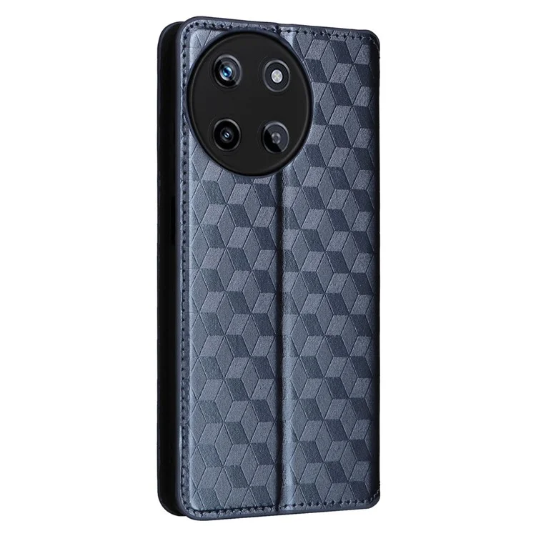 Para Realme 11 4G (159,9x73,3x7,95mm) Wallet Phone Case Rhombus Pattern PU Leather Cover - Azul