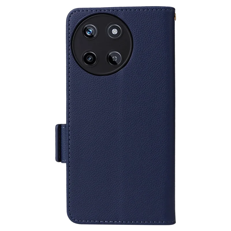 For Realme 11 4G (159.9x73.3x7.95mm) PU Leather Case Wallet Flip Protective Phone Cover - Dark Blue