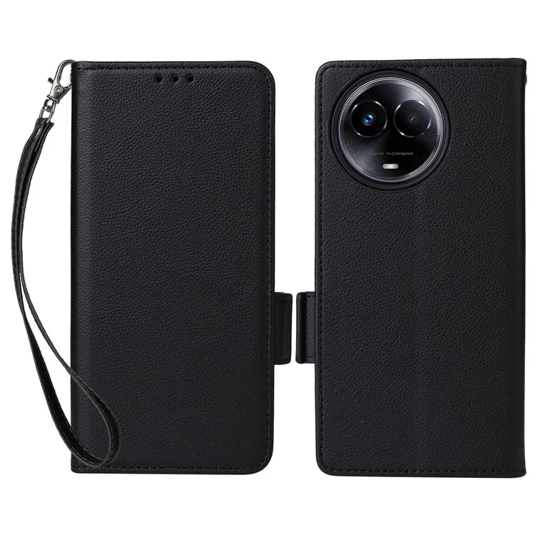For Realme 11 5G (Global) / 11x 5G Phone Case Wallet Stand Feature PU Leather Cover - Black
