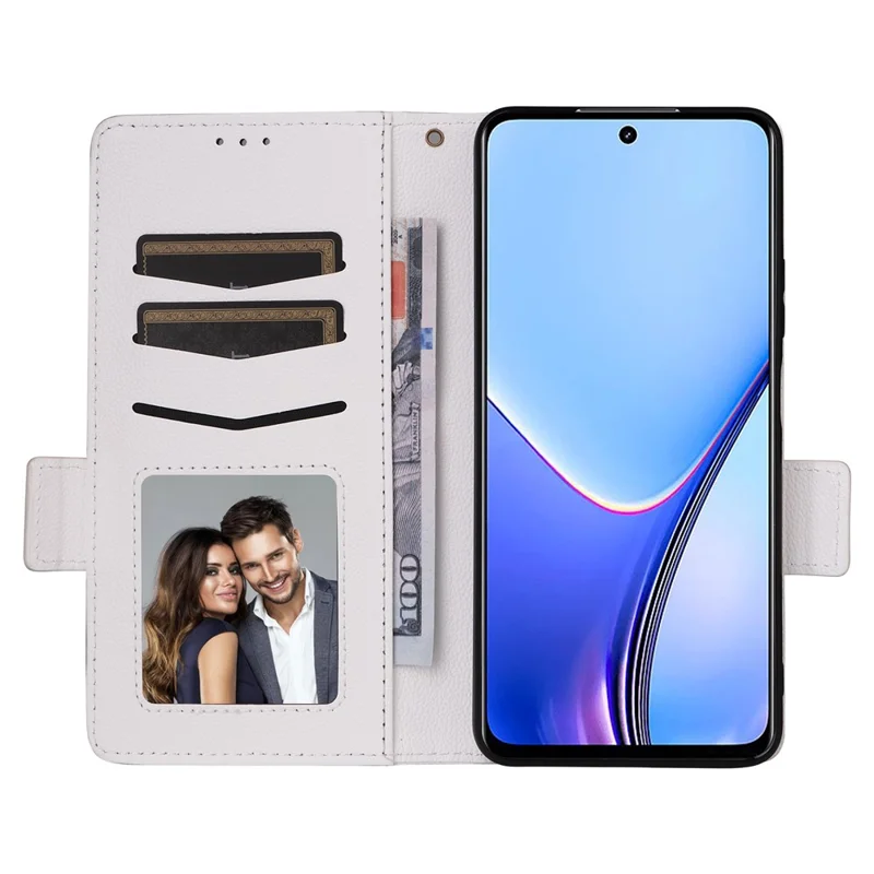 For Realme 11 5G (Global) / 11x 5G Phone Case Wallet Stand Feature PU Leather Cover - White