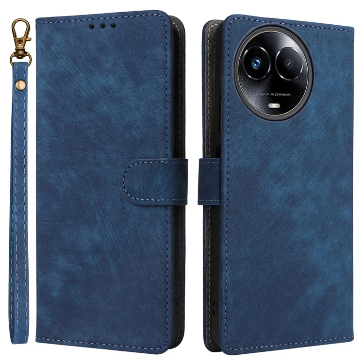 Para Realme 11 5G (Global) / 11x 5G Capa de Couro RFID Blocking Stand Magnetic Closure Phone Cover - Azul