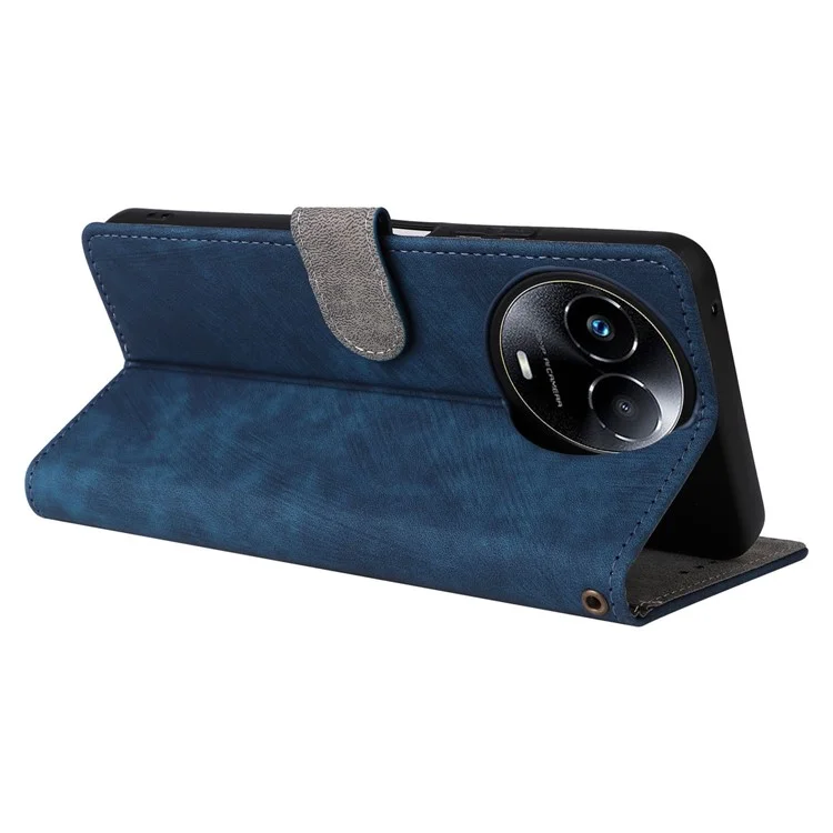 Para Realme 11 5G (Global) / 11x 5G Capa de Couro RFID Blocking Stand Magnetic Closure Phone Cover - Azul